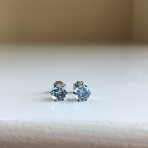 Genuine Light Blue Topaz Sterling Silver Earrings - Picture 6 of 6